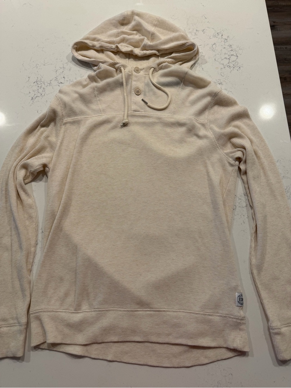 Express Men's Hooded Thermal Long-Sleeve Henley - Cream